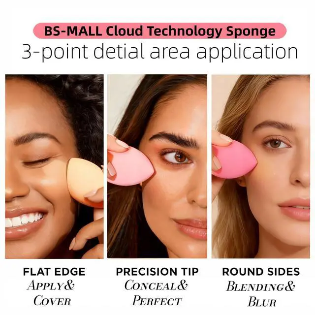 Alt view image 3 of 6 - Makeup Sponge Set with Storage Case 7 Pcs for Liquid, Cream, and Powder,SAVE Foundation with 1 Mini Makeup Sponge For Travel Daily Use (A-Pink