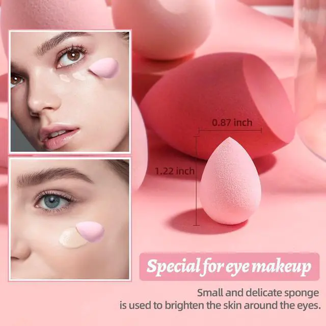 Alt view image 5 of 6 - Makeup Sponge Set with Storage Case 7 Pcs for Liquid, Cream, and Powder,SAVE Foundation with 1 Mini Makeup Sponge For Travel Daily Use (A-Pink