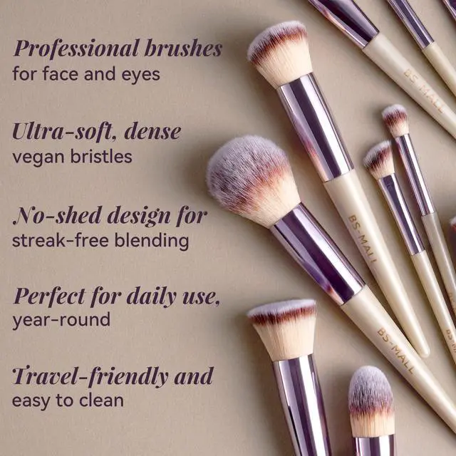 Alt view image 5 of 6 - Makeup Brush Set 18 Pcs Professional Foundation Powder Concealers Eyeshadow Blush Synthetic Makeup Brushes with Labeled instruction Black Case Upgraded Version
