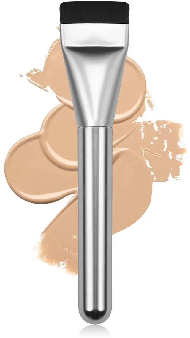 Main image of Flat Foundation Brush,Korean Makeup Brush Spatula Facial Brush for Liquid Foundation,Premium Face Makeup Brush for Blending Cream (Silver)