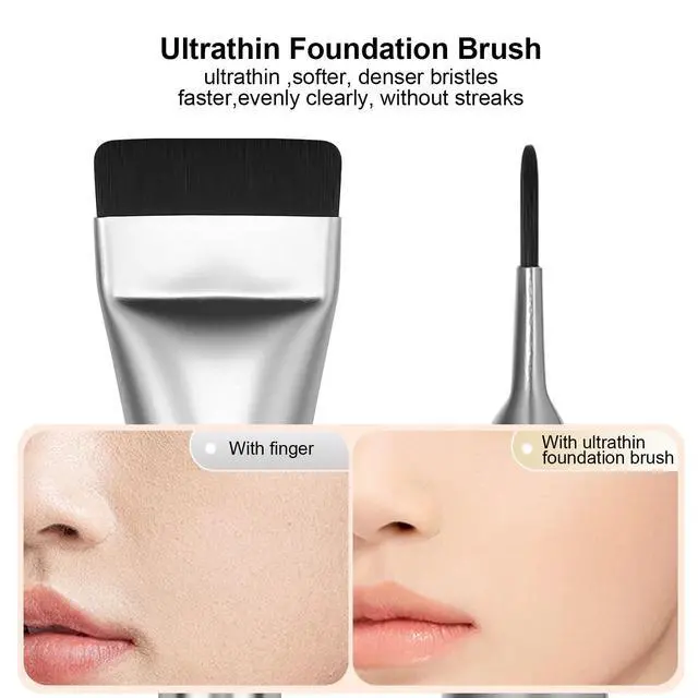 Alt view image 2 of 6 - Flat Foundation Brush,Korean Makeup Brush Spatula Facial Brush for Liquid Foundation,Premium Face Makeup Brush for Blending Cream (Silver)