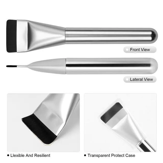 Alt view image 5 of 6 - Flat Foundation Brush,Korean Makeup Brush Spatula Facial Brush for Liquid Foundation,Premium Face Makeup Brush for Blending Cream (Silver)