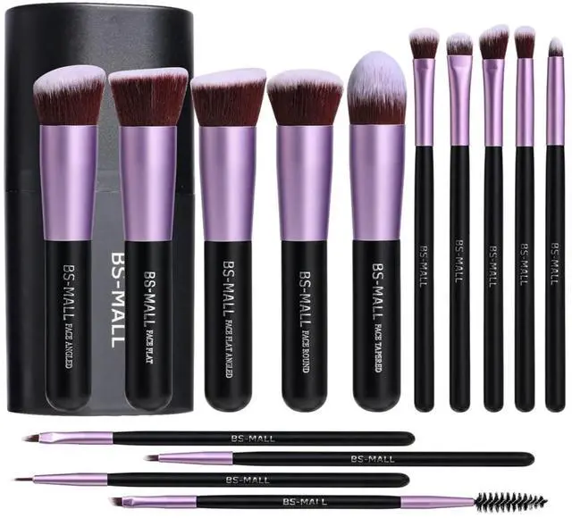 Main image of Makeup Brushes Premium Synthetic Foundation Powder Concealers Eye Shadows 14 Pcs Purple for Makeup Beginner or Professional with Travel Case