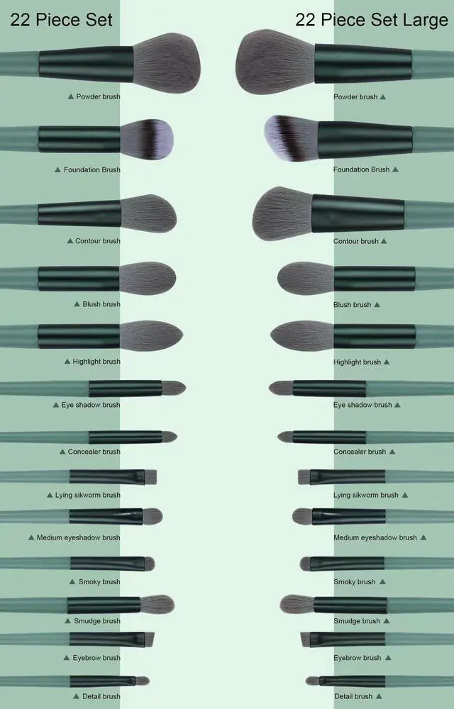 Alt view image 4 of 7 - Makeup Brushes 22 Pcs Makeup Kit,Foundation Brush Eyeshadow Brush Make up Brushes Set (Green, 22 Piece Set)