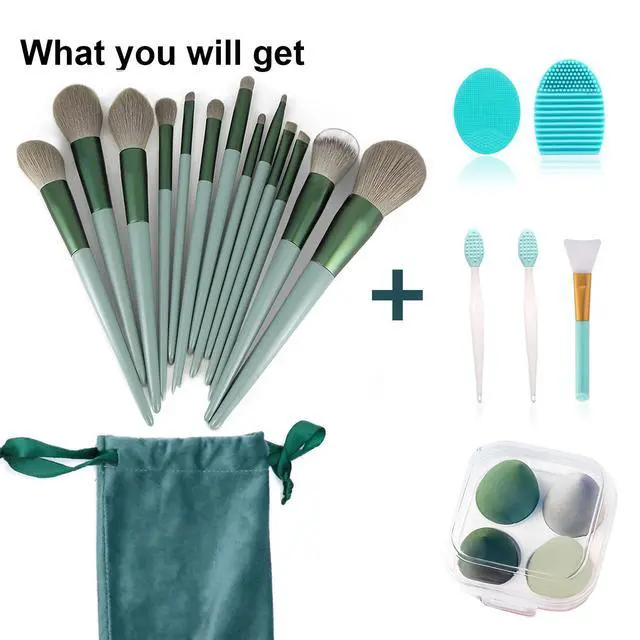 Alt view image 7 of 7 - Makeup Brushes 22 Pcs Makeup Kit,Foundation Brush Eyeshadow Brush Make up Brushes Set (Green, 22 Piece Set)