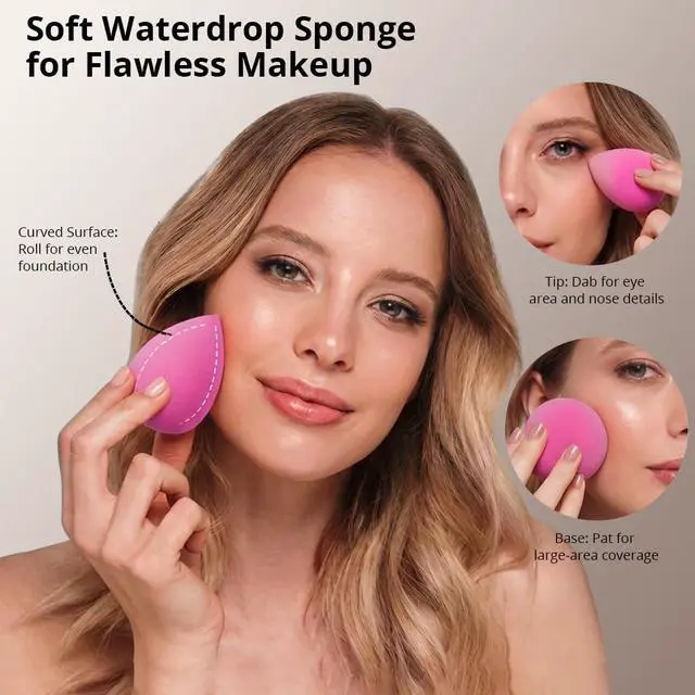 Alt view image 6 of 7 - Makeup Brushes Set, Professional Foundation Eyeshadow Concealer Blush Powder Bronzer Applicator, 2 Blender Sponge with Beauty Paper Case