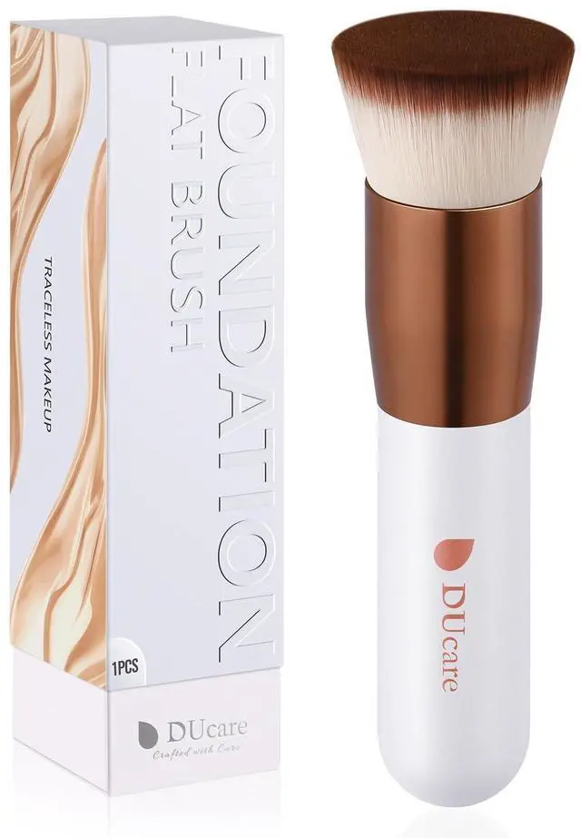 Main image of Foundation Brush,Flat Top Kabuki Brush Synthetic Professional Makeup Brush Liquid Blending Mineral Powder Buffing Stippling Makeup Tools, Rose Golden/White