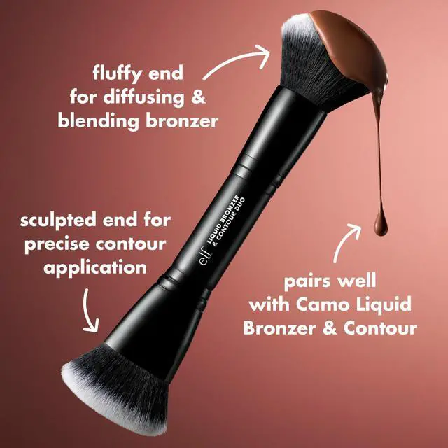 Alt view image 2 of 6 - Liquid Bronzer & Contour Duo Brush, Silky Highly Pigmented Formula with Dual-ended Makeup Brush, Synthetic Bristles, 100% Vegan and Cruelty-Free