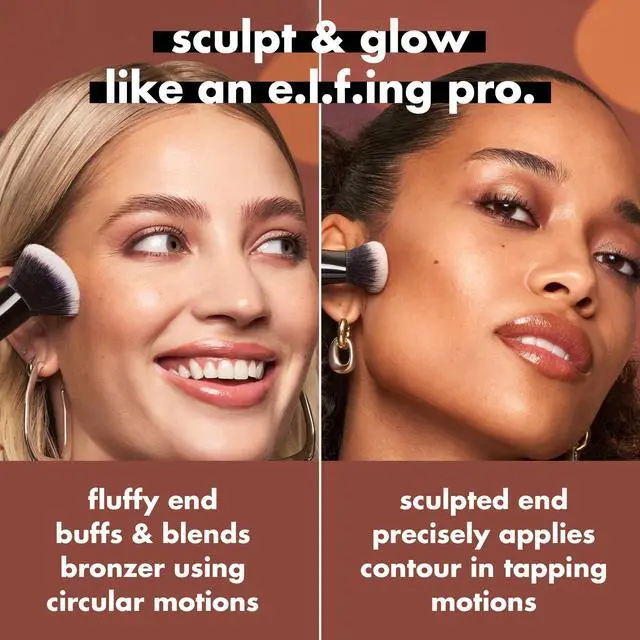Alt view image 3 of 6 - Liquid Bronzer & Contour Duo Brush, Silky Highly Pigmented Formula with Dual-ended Makeup Brush, Synthetic Bristles, 100% Vegan and Cruelty-Free