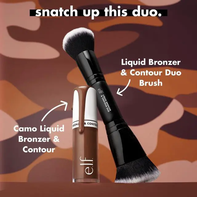 Alt view image 4 of 6 - Liquid Bronzer & Contour Duo Brush, Silky Highly Pigmented Formula with Dual-ended Makeup Brush, Synthetic Bristles, 100% Vegan and Cruelty-Free