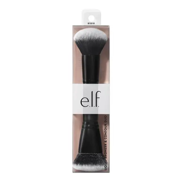 Alt view image 6 of 6 - Liquid Bronzer & Contour Duo Brush, Silky Highly Pigmented Formula with Dual-ended Makeup Brush, Synthetic Bristles, 100% Vegan and Cruelty-Free