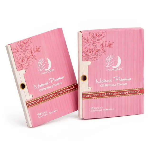 Main image of Rose Oil Blotting Sheets Compact for Face, Natural Linen Oil Absorbing Tissues, Makeup SkinCare Friendly, 100 Sheets x 2 Packs