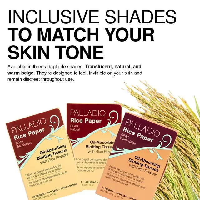 Alt view image 5 of 7 - Rice Paper Facial Tissues for Oily Skin, Face Blotting Sheets Made from Natural Rice, Oil Absorbing Paper with Rice Powder, 2 Sided, Instant Results, Translucent, 40 Count, Pack of 1
