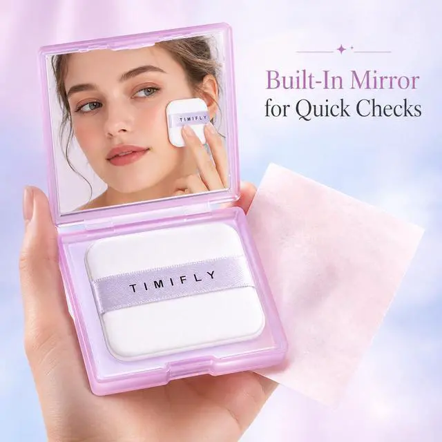 Alt view image 4 of 7 - Oil Blotting Paper for Face, 500 Sheets with Mirror & Puff, Multiple Refills, Absorbs Excess Oil Instantly, Natural Oil Control Film, Lavender