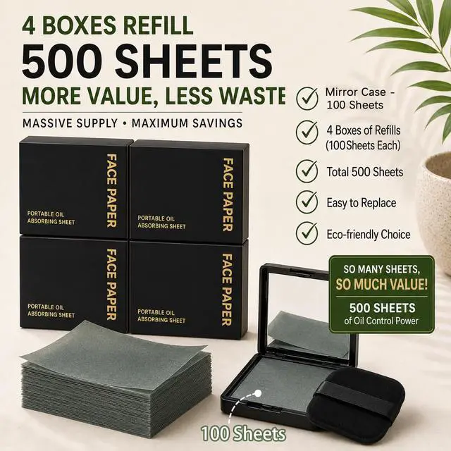 Alt view image 3 of 7 - Oil Blotting Sheets for Face, 500 Pcs Blotting Papers for face with Mirror, Puff and Refill Pack, Rapidly absorb excess oils Makeup Friendly for Women with Oily Skin (Light Gray and Odorless)