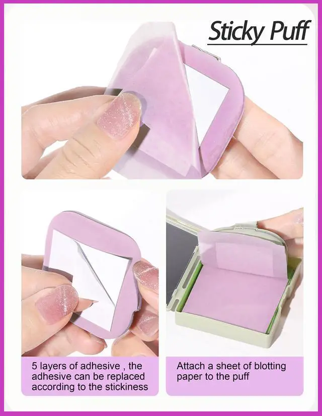 Alt view image 4 of 7 - 300PCS Oil blotting sheets for face - Blotting Papers for Face with Mirror, Puff & Refills, Absorbs Excess Face Oil, Shine Control, Saves Makeup, On-the-Go Facial Oil Control Kit, Matte Finish All Day