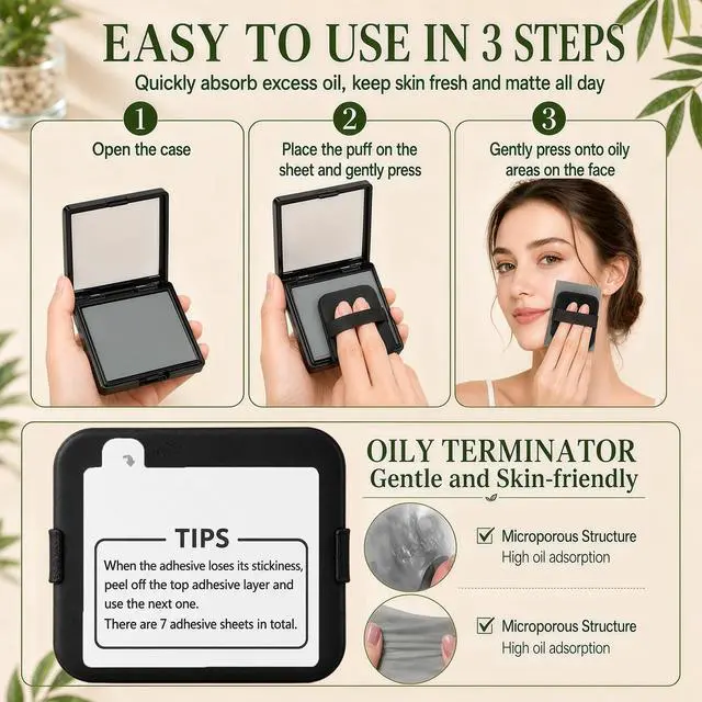 Alt view image 6 of 7 - Oil Blotting Sheets for Face, 500 Pcs Blotting Papers for face with Mirror, Puff and Refill Pack, Rapidly absorb excess oils Makeup Friendly for Women with Oily Skin (Light Gray and Odorless)