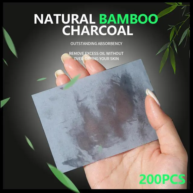 Alt view image 3 of 7 - Blotting Paper for Oily Skin, Natural Bamboo Charcoal Blotting Paper, Oil Blotting Sheets for Face, 100 * 70MM Large Oil Absorbing Sheets Makeup Face Tissues, 200 Counts
