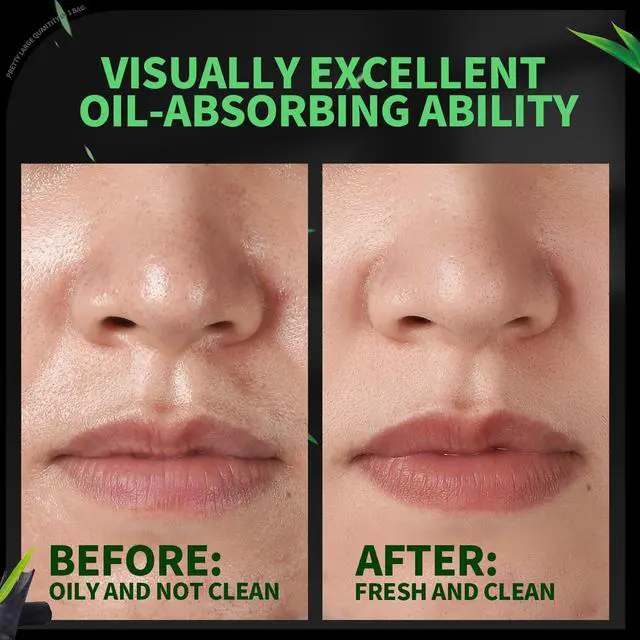 Alt view image 5 of 7 - Blotting Paper for Oily Skin, Natural Bamboo Charcoal Blotting Paper, Oil Blotting Sheets for Face, 100 * 70MM Large Oil Absorbing Sheets Makeup Face Tissues, 200 Counts
