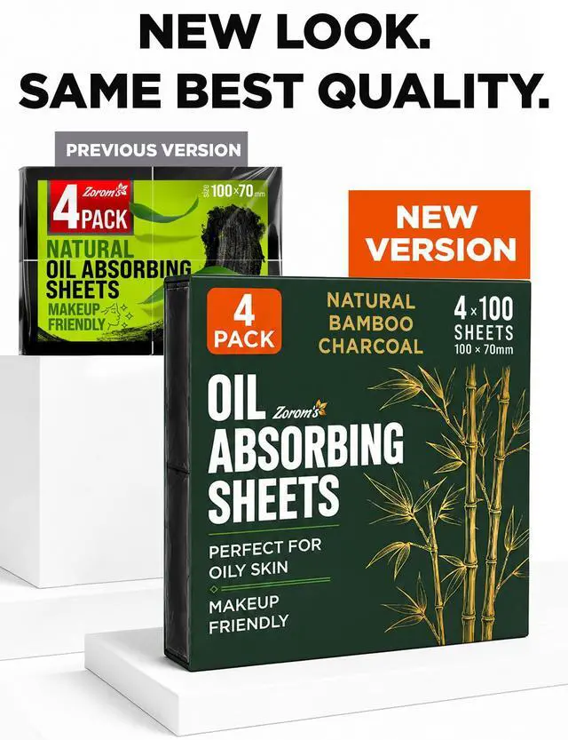 Alt view image 2 of 7 - Natural Oil Blotting Sheets for Face with Bamboo Charcoal - 4pk/400 Makeup Friendly Oil Absorbing Sheets for Face - Blotting Papers for Oily Skin - Perfect for Keeping in Purse - Oil Control Film