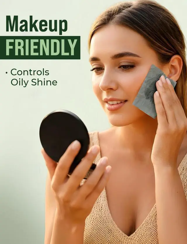 Alt view image 5 of 7 - Natural Oil Blotting Sheets for Face with Bamboo Charcoal - 4pk/400 Makeup Friendly Oil Absorbing Sheets for Face - Blotting Papers for Oily Skin - Perfect for Keeping in Purse - Oil Control Film