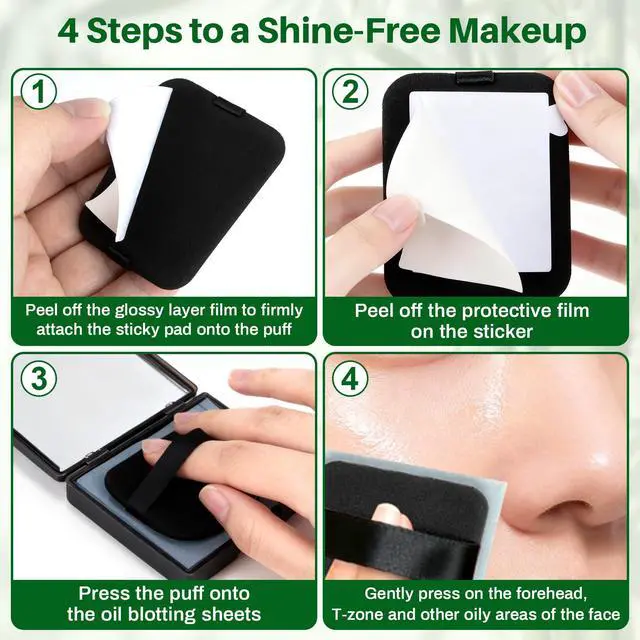 Alt view image 6 of 7 - 200 Oil Blotting Sheets for Face - Bamboo Charcoal Oil Absorbing Blotting Paper with Mirror & Puff Disposable Oily Control Removing Face Wipes Pads Oil Skin Women Men Beauty Makeup Essentials