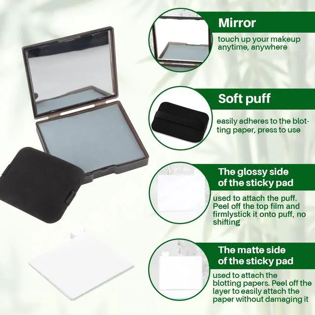 Alt view image 4 of 7 - 200 Oil Blotting Sheets for Face - Bamboo Charcoal Oil Absorbing Blotting Paper with Mirror & Puff Disposable Oily Control Removing Face Wipes Pads Oil Skin Women Men Beauty Makeup Essentials