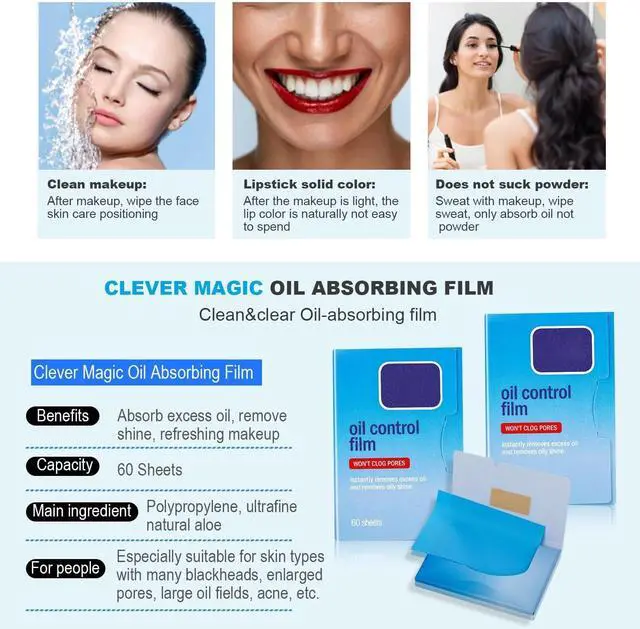 Alt view image 3 of 3 - 2 Packs Oil Blotting Papers for Face (120 Sheets) - Oil Absorbing Blotting Sheets for Oily Skin, Makeup-Friendly & Portable Oil Wipes
