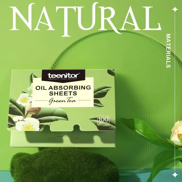 Alt view image 3 of 7 - Oil Blotting Sheets for Face, 100 Sheets Green Tea Oil Absorbing Tissues Paper, Large 10cmx7cm Oil Blotters