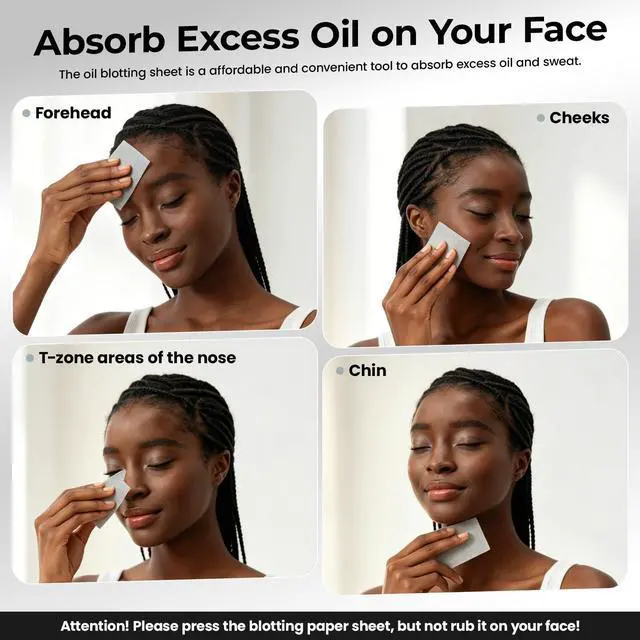 Alt view image 5 of 7 - 600 Counts Oil Blotting Sheets For Face, Blotting Paper for Oily Skin, Oil Control Film, Oil Absorbing Sheets For Face, Oil Absorbing Tissues, Oil Blotting Papers