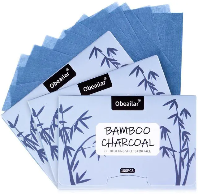Main image of Oil Blotting Sheets For Face, 1000 Sheets Bamboo Charcoal Blotting Papers For Face (100 Sheets In 10 Packs), Oil Absorbing Sheets For Oily Skin & All Skin Types, Oil Remover For Women & Men