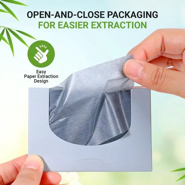 Alt view image 6 of 7 - Oil Blotting Sheets For Face, 1000 Sheets Bamboo Charcoal Blotting Papers For Face (100 Sheets In 10 Packs), Oil Absorbing Sheets For Oily Skin & All Skin Types, Oil Remover For Women & Men