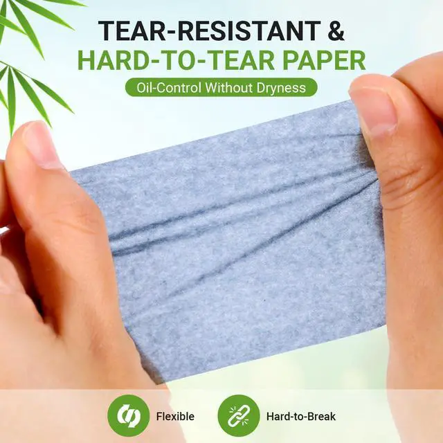 Alt view image 4 of 7 - Oil Blotting Sheets For Face, 1000 Sheets Bamboo Charcoal Blotting Papers For Face (100 Sheets In 10 Packs), Oil Absorbing Sheets For Oily Skin & All Skin Types, Oil Remover For Women & Men