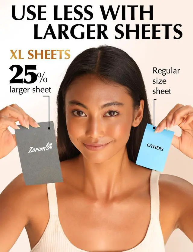 Alt view image 3 of 7 - Natural Oil Blotting Sheets for Face with Bamboo Charcoal - 25% Larger - 3pk/300 Makeup Friendly Oil Absorbing Sheets for Face - Easy Dispensing Blotting Papers - Perfect for Keeping in Purse