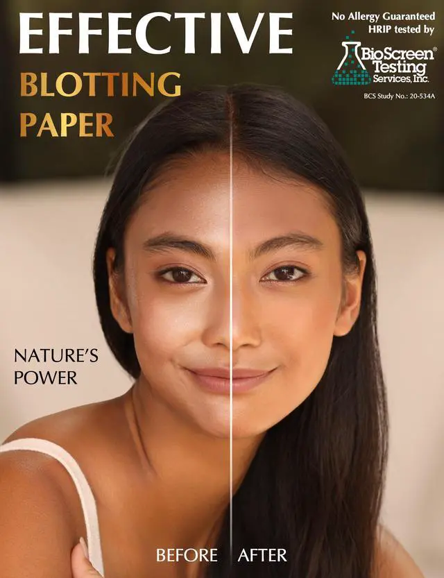 Alt view image 2 of 7 - Natural Oil Blotting Sheets for Face with Bamboo Charcoal - 25% Larger - 3pk/300 Makeup Friendly Oil Absorbing Sheets for Face - Easy Dispensing Blotting Papers - Perfect for Keeping in Purse
