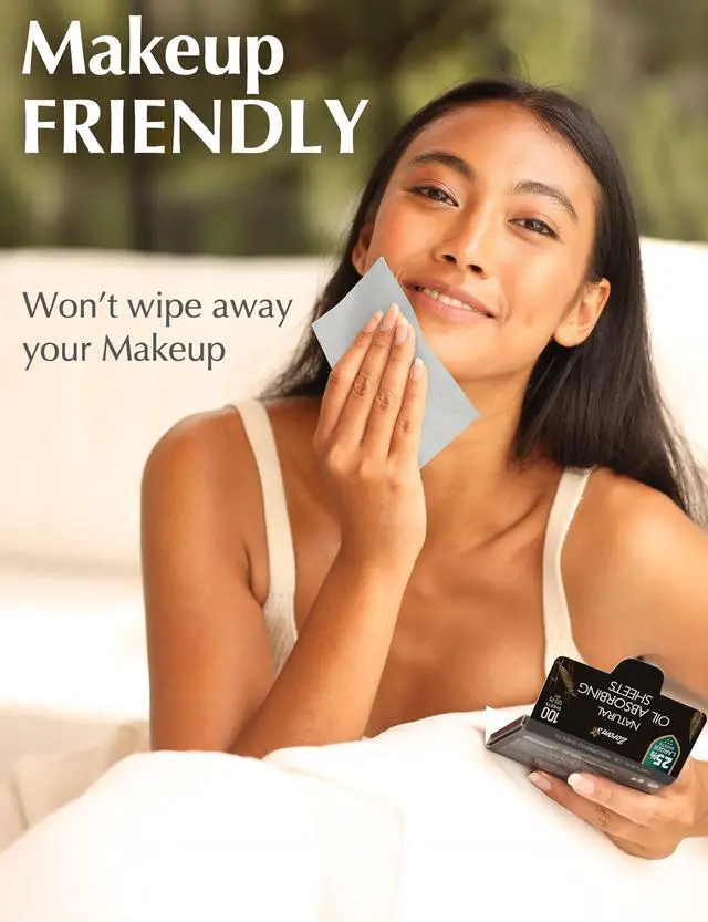 Alt view image 4 of 7 - Natural Oil Blotting Sheets for Face with Bamboo Charcoal - 25% Larger - 3pk/300 Makeup Friendly Oil Absorbing Sheets for Face - Easy Dispensing Blotting Papers - Perfect for Keeping in Purse