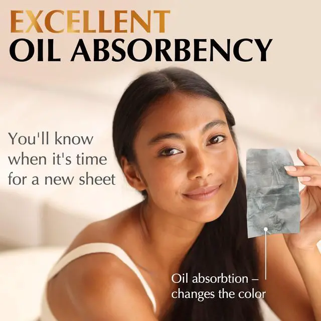 Alt view image 5 of 7 - Natural Oil Blotting Sheets for Face with Bamboo Charcoal - 25% Larger - 3pk/300 Makeup Friendly Oil Absorbing Sheets for Face - Easy Dispensing Blotting Papers - Perfect for Keeping in Purse