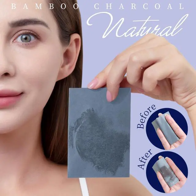 Alt view image 3 of 7 - 400 Counts Oil Blotting Papers for Face, Bamboo Charcoal Oil Absorbing Sheets for Oily Skin, Oil Blotting Sheets for Face, Oil Absorbent Pads Blotter Paper, Oil Face Wipes Large 10cmx7cm