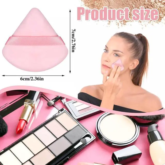 Alt view image 2 of 6 - 6 Pieces Powder Puff, Face Makeup Sponge Soft Velour Triangle Powder Puffs Beauty Sponge for Loose Powder (Black, Pink)