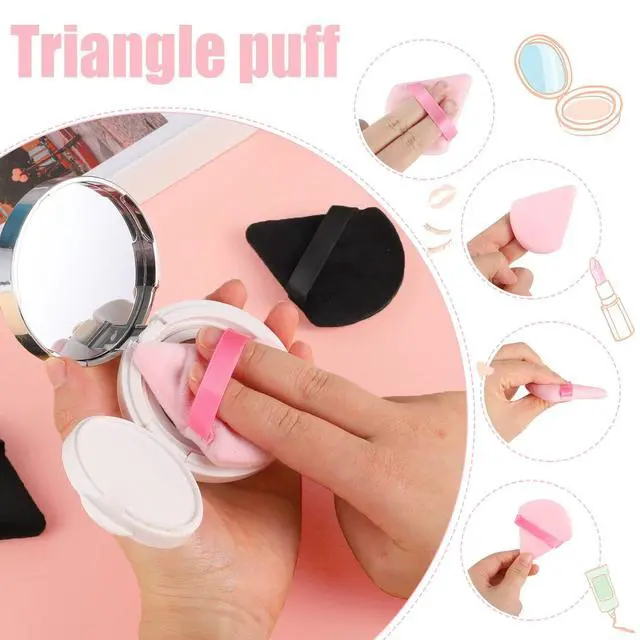 Alt view image 3 of 6 - 6 Pieces Powder Puff, Face Makeup Sponge Soft Velour Triangle Powder Puffs Beauty Sponge for Loose Powder (Black, Pink)