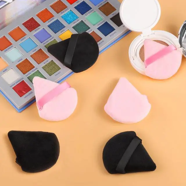 Alt view image 5 of 6 - 6 Pieces Powder Puff, Face Makeup Sponge Soft Velour Triangle Powder Puffs Beauty Sponge for Loose Powder (Black, Pink)