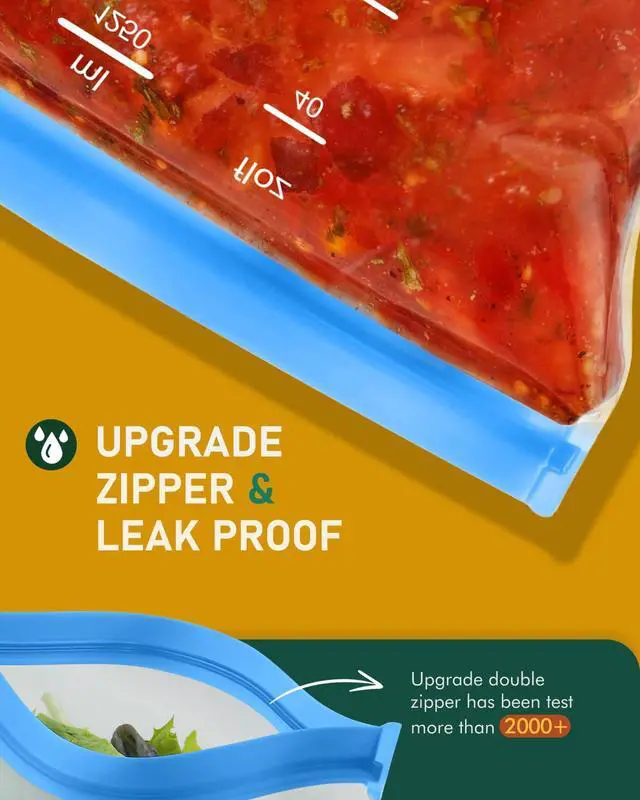 Alt view image 4 of 7 - Reusable Gallon Freezer Bags, Reusable Food Storage Bags, 6Pack