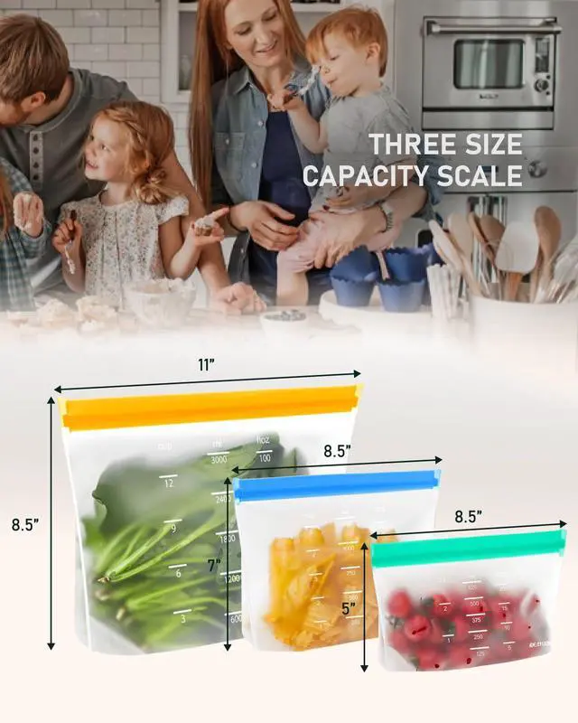 Alt view image 6 of 7 - Reusable Gallon Freezer Bags, Reusable Food Storage Bags, 6Pack