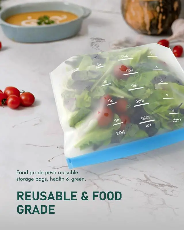 Alt view image 7 of 7 - Reusable Gallon Freezer Bags, Reusable Food Storage Bags, 6Pack