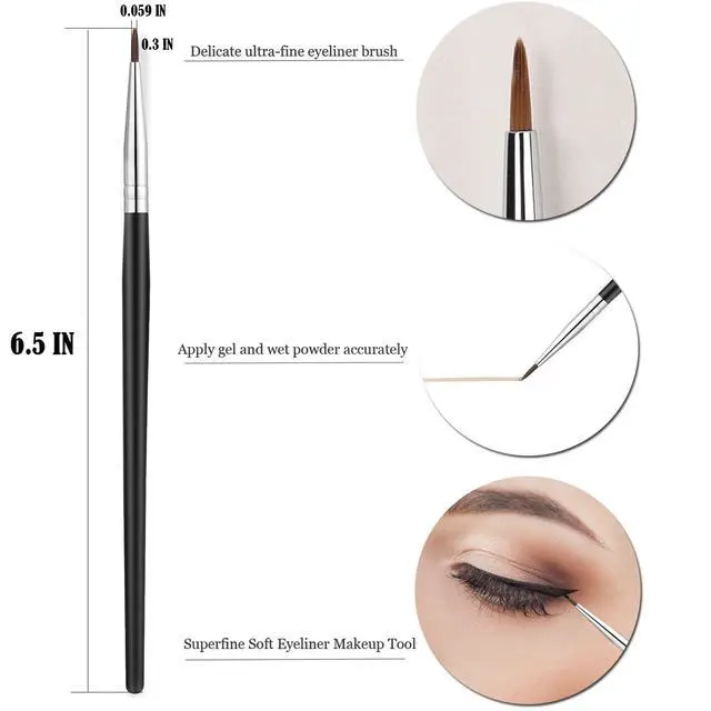 Alt view image 3 of 6 - Fine Angled Eyeliner Brush, Ultra thin Precision EyeLiner Makeup Brushes Set, Fine Point Eyeliner Brush, Synthetic Bristles Eye Makeup Tool (3 Pcs)