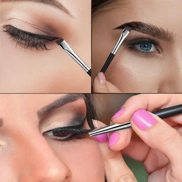 Alt view image 5 of 6 - Fine Angled Eyeliner Brush, Ultra thin Precision EyeLiner Makeup Brushes Set, Fine Point Eyeliner Brush, Synthetic Bristles Eye Makeup Tool (3 Pcs)