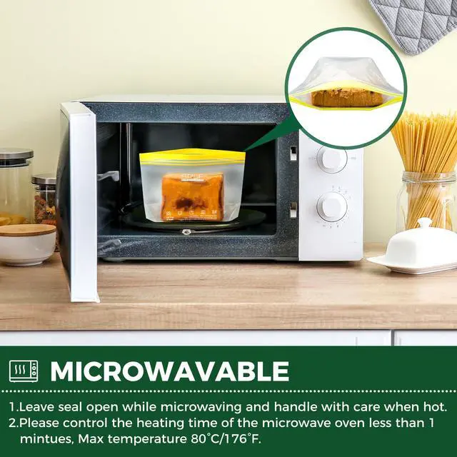 Alt view image 5 of 7 - 12 Pack Reusable Gallon Freezer Bags Dishwasher Microwave Safe, 1 Gallon BPA Free Leakproof Food Storage Bags, Silicone Free Containers for Meal Prep, Fridge Kitchen Organization