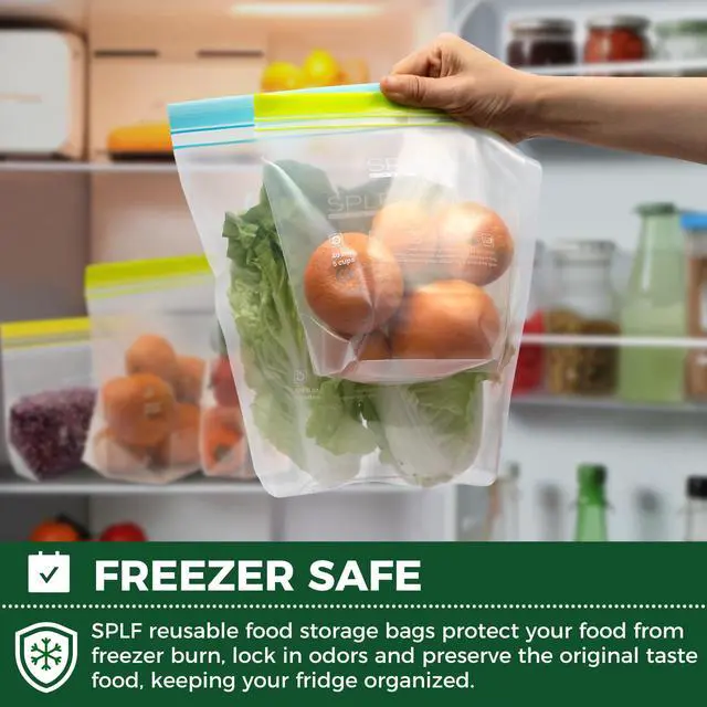 Alt view image 4 of 7 - 12 Pack Reusable Gallon Freezer Bags Dishwasher Microwave Safe, 1 Gallon BPA Free Leakproof Food Storage Bags, Silicone Free Containers for Meal Prep, Fridge Kitchen Organization