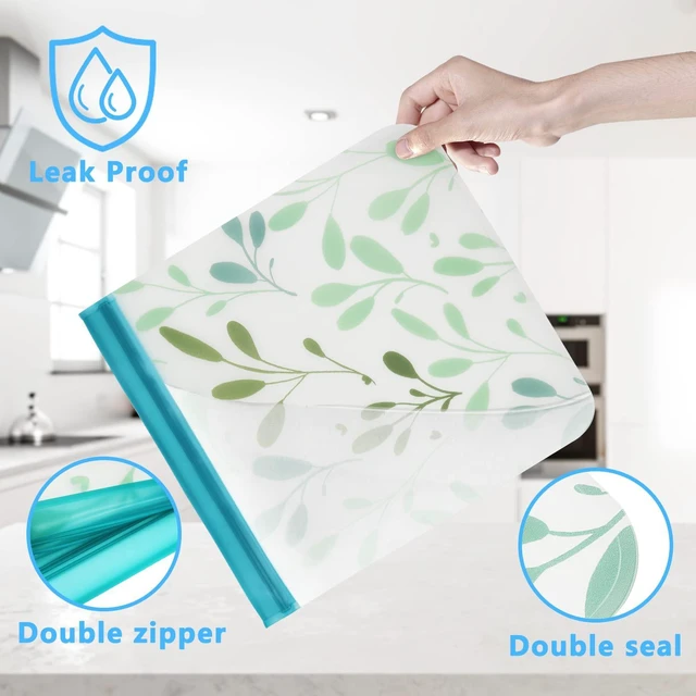 Alt view image 3 of 6 - 10 Pack Dishwasher Safe Reusable PEVA Food Storage Bags, Leak proof Reusable Freezer Bags for Food Storage Home Organization Traval & Make-up BPA FREE for Food Storage Home BPA FREE for Salad Fruit