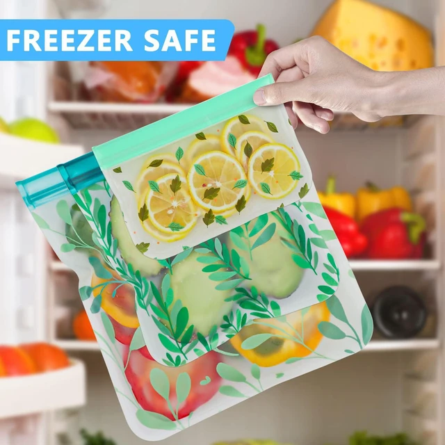 Alt view image 4 of 6 - 10 Pack Dishwasher Safe Reusable PEVA Food Storage Bags, Leak proof Reusable Freezer Bags for Food Storage Home Organization Traval & Make-up BPA FREE for Food Storage Home BPA FREE for Salad Fruit